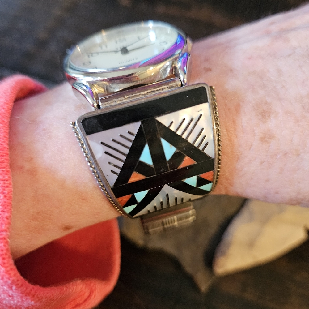 Amazing Vintage Sterling Silver Zuni Watch - Picture 5 of 15